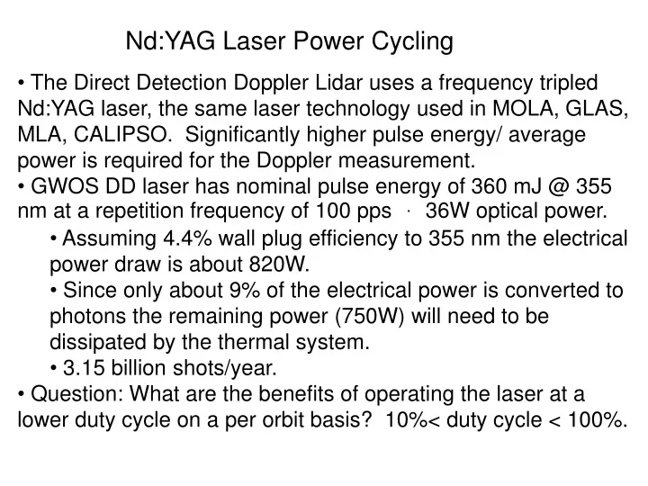 nd yag laser power cycling