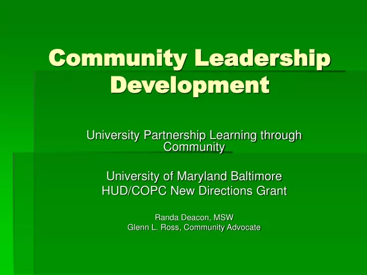 community leadership development