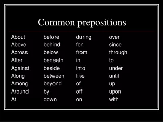 Common prepositions