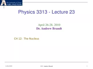 Physics 3313 - Lecture 23