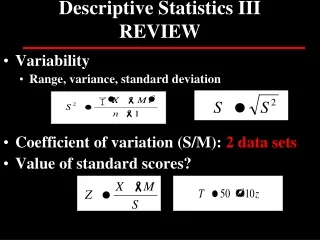 Descriptive Statistics III REVIEW