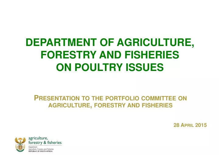 department of agriculture forestry and fisheries on poultry issues