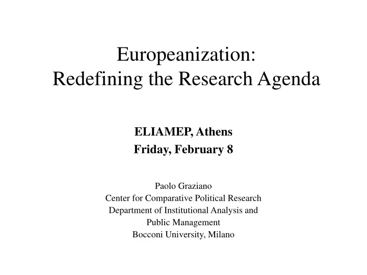 europeanization redefining the research agenda
