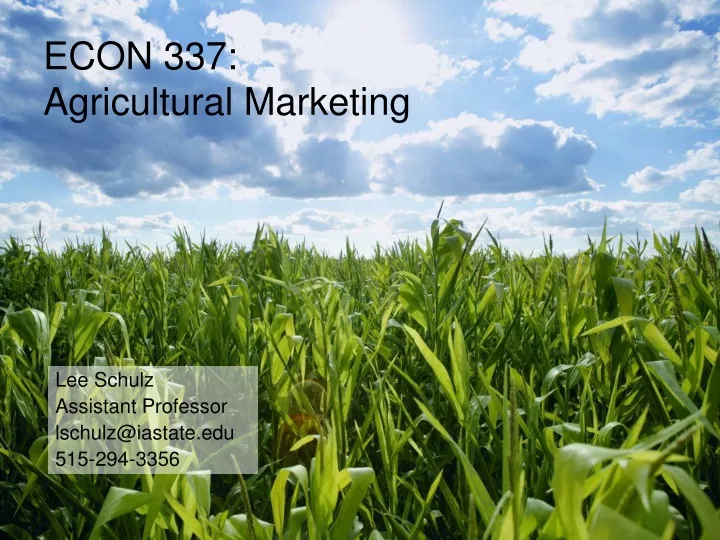 econ 337 agricultural marketing