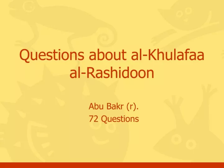 questions about al khulafaa al rashidoon