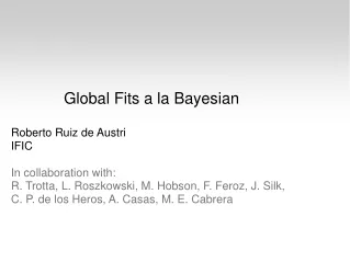 Global Fits a la Bayesian   Roberto Ruiz de Austri IFIC In collaboration with: