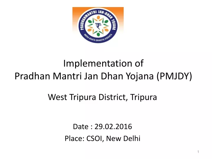 i mplementation of pradhan mantri jan dhan yojana pmjdy