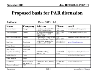 Proposed basis for PAR discussion