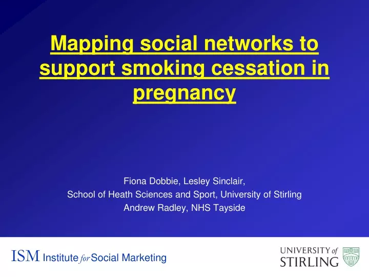 mapping social networks to support smoking cessation in pregnancy