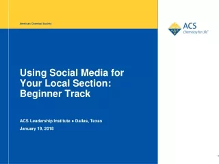 Using Social Media for Your Local Section: Beginner Track
