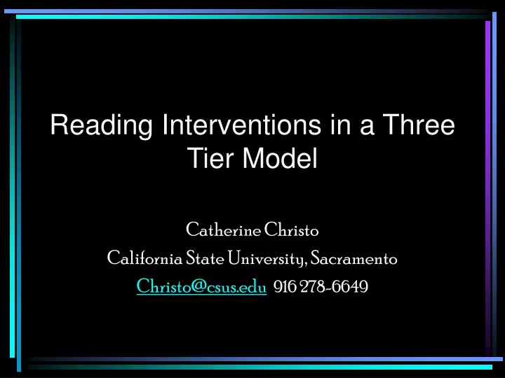 reading interventions in a three tier model