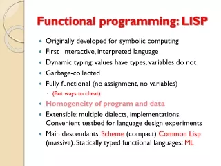 Functional programming: LISP