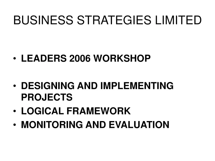 business strategies limited