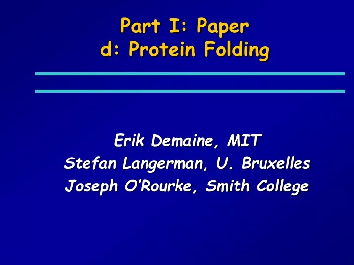 part i paper d protein folding