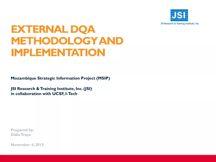 external dqa methodology and implementation