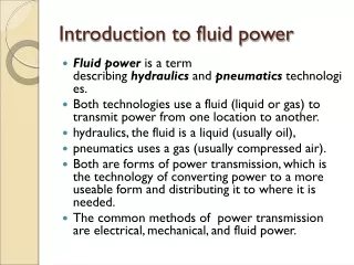 Introduction to fluid power