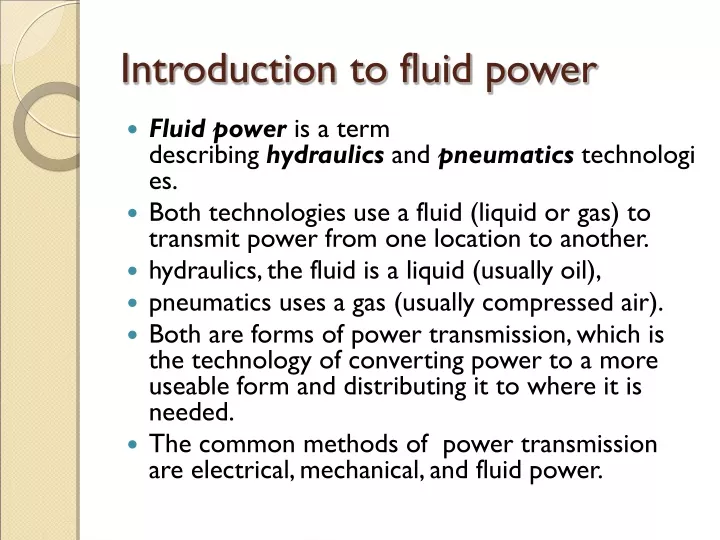 introduction to fluid power