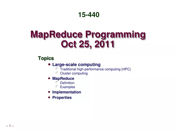 mapreduce programming oct 25 2011