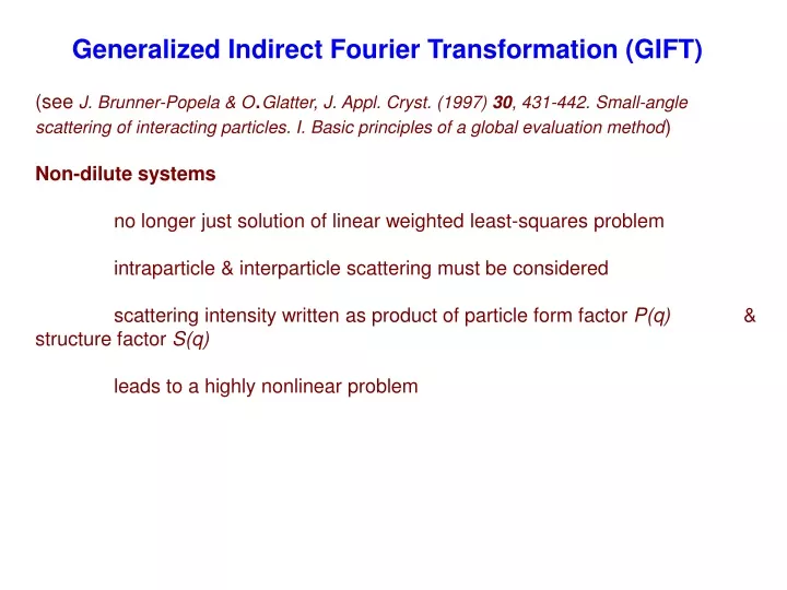 generalized indirect fourier transformation gift
