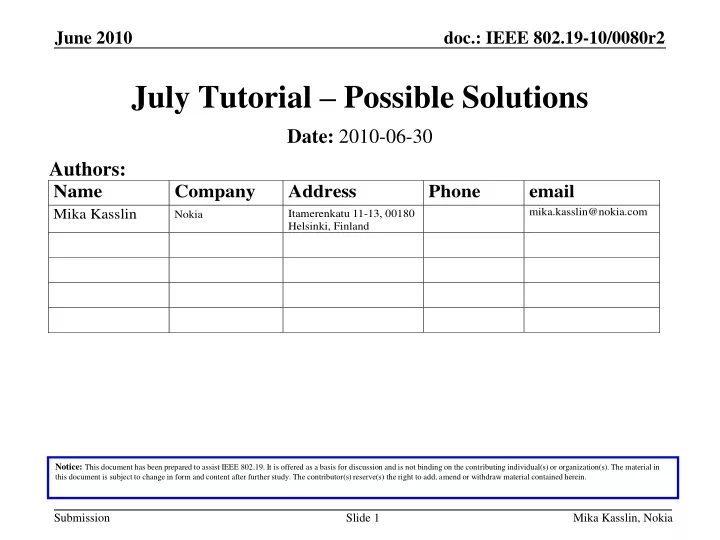 july tutorial possible solutions