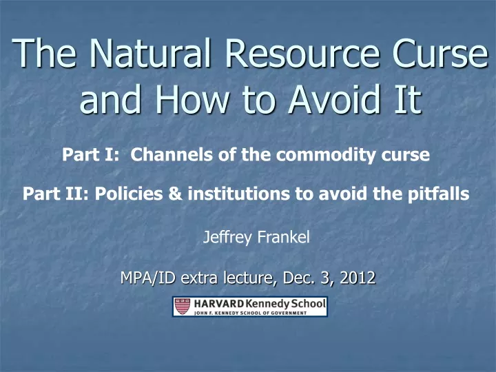 the natural resource curse and how to avoid it