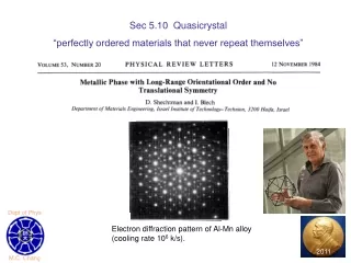 Sec 5.10  Quasicrystal “perfectly ordered materials that never repeat themselves”