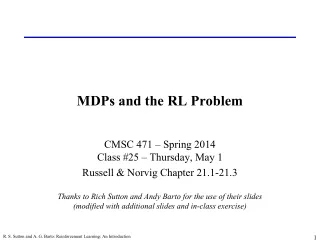 MDPs and the RL Problem