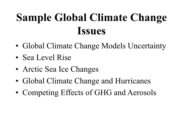 sample global climate change issues