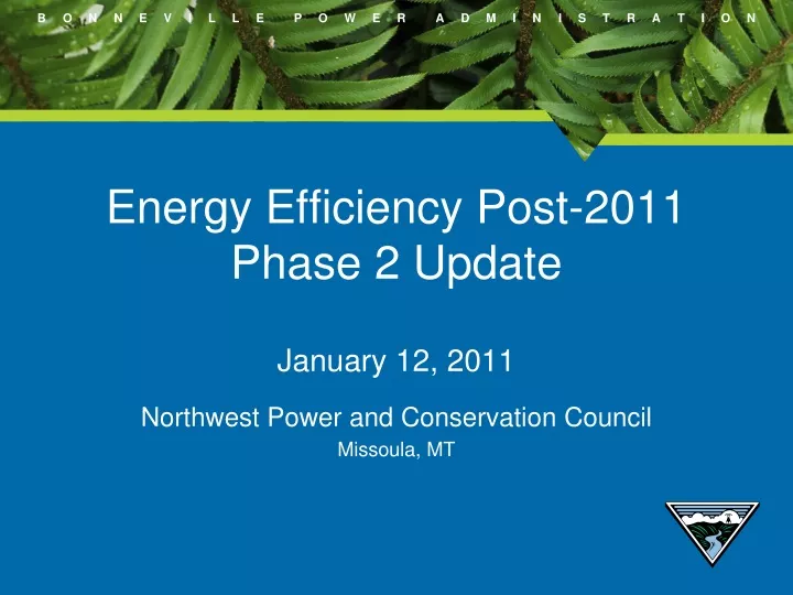 energy efficiency post 2011 phase 2 update