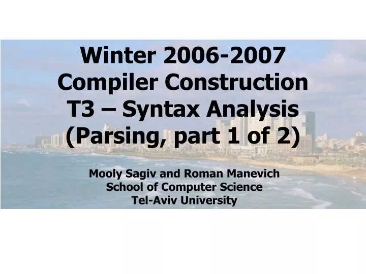 winter 2006 2007 compiler construction t3 syntax