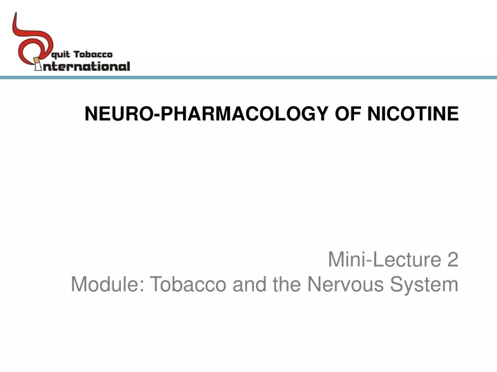 neuro pharmacology of nicotine