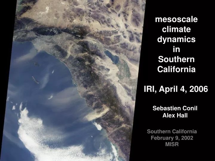 mesoscale climate dynamics in southern california