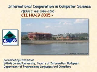 Coordinating Institution Eötvös Loránd University, Faculty of Informatics, Budapest