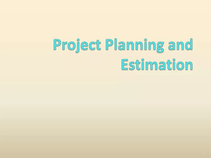project planning and estimation