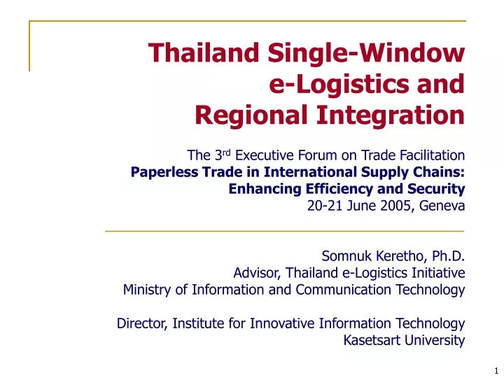 thailand single window e logistics and regional integration