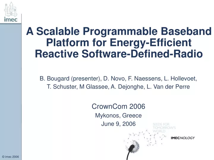 a scalable programmable baseband platform for energy efficient reactive software defined radio