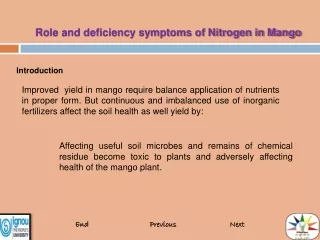 Role and deficiency symptoms of Nitrogen in Mango