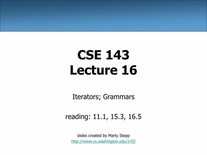 cse 143 lecture 16