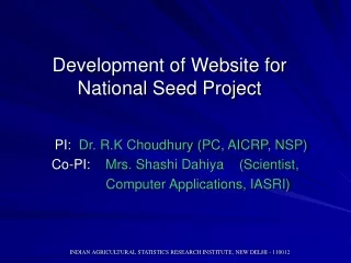Development of Website for National Seed Project
