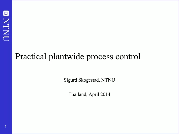 practical plantwide process control