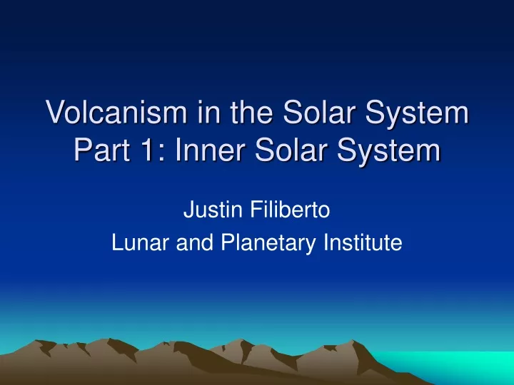 volcanism in the solar system part 1 inner solar system