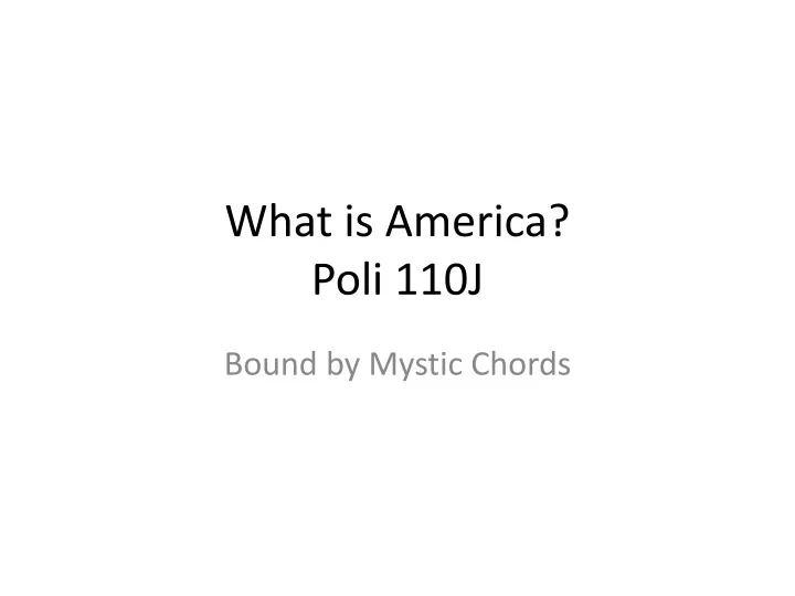 what is america poli 110j