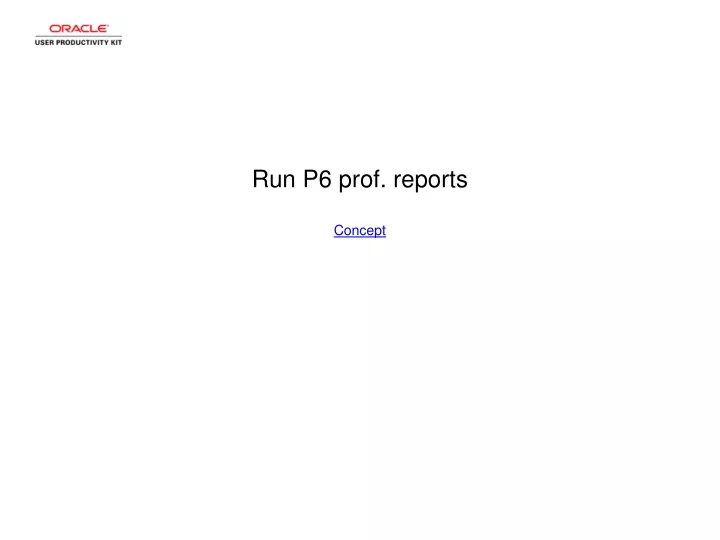 run p6 prof reports concept