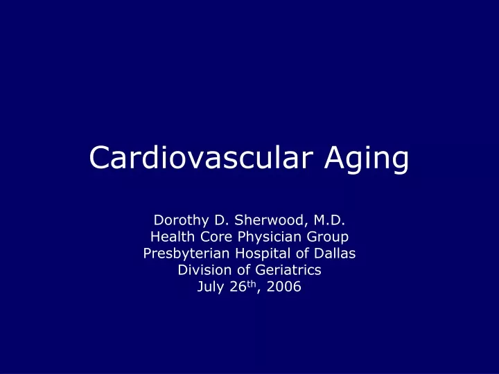 cardiovascular aging