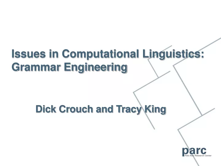 issues in computational linguistics grammar engineering