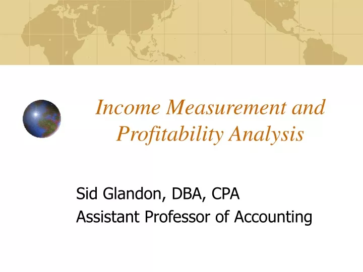 income measurement and profitability analysis