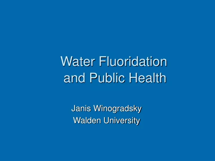water fluoridation and public health