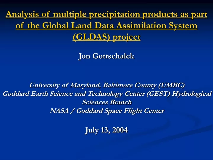 analysis of multiple precipitation products