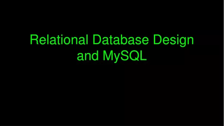 relational database design and mysql