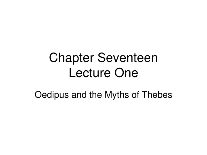 chapter seventeen lecture one